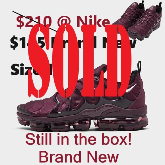 Nike Air VaporMax Plus, Maroon, Mens 11, Unworn, brand new in